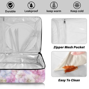 Bolsa Térmica Aislada con Diseño de Hibisco Rosa Hawaiano, para Entrega de Pizza, Transporte de Cazuelas y Alimentos - Product Image 4