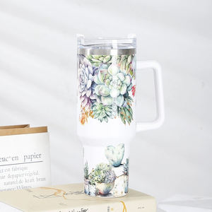 Cross-border Minimalist 40oz Car-Mounted Tumbler with Handle 304 Stainless Steel <b>Insulated</b> Ice Retention <b>Mug</b> Logo Printing - Product Image 2