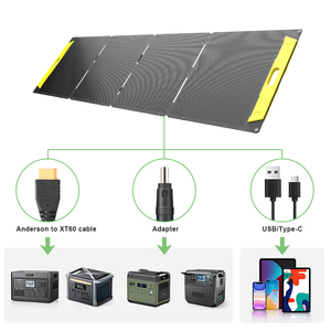 แผงโซลาร์เซลล์พับได้แบบพกพา 100W 200W 300W 400W กันน้ำ ประสิทธิภาพสูง สำหรับการผจญภัยกลางแจ้ง แคมป์ปิ้ง สถานีพลังงาน - Product Image 3