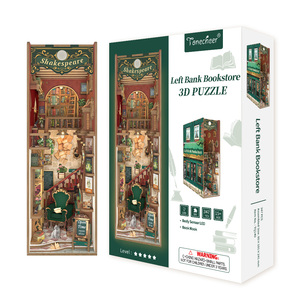 Tonecheer TQ140 Left Bank Bookstore Book Nook Paris Literary Souvenir Gift Hidden Battery Box Auto-sensing Lighting 3D Puzzle