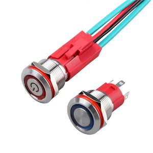 Flat Head Stainless Steel IP65 Push Button <b>Switch</b> with High Power 3A/220V 12/16/19/22/25MM Self-locking/Self-resetting LED - Product Image 1