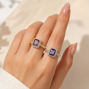 Anello quadrato in pietra, gioiello da donna dal design classico per l'uso quotidiano - Product Image 2