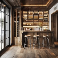 Meuble de bar modulaire en bois massif moderne personnalisé avec éclairage LED, grande capacité, pour la présentation de vin, idéal pour les restaurants