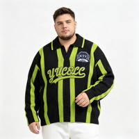 Pulls en tricot à manches longues de style sportswear décontracté, rayés vert fluorescent et noir, avec logo brodé 3D personnalisé