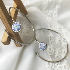 Pulsera Ajustable de Resina Epoxi con Flores Secas Reales de Nomeolvides, Diseño Personalizado al por Mayor - Product Image 5