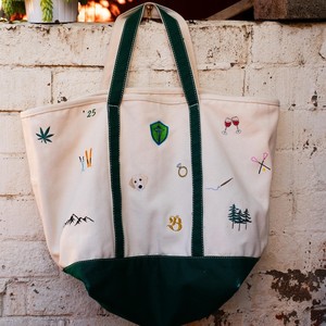 Bolso de Hombro Personalizado Bordado de Lona Gruesa para Uso Diario con Ribete de Bloques de Color, Bolso Casual de Hombro, Bolso Tote con Monograma - Product Image 6