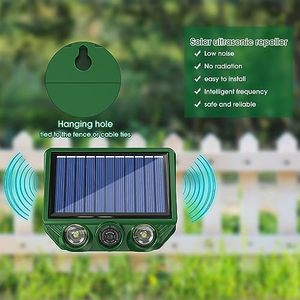Repellente Portatile per Animali Selvatici a Ultrasuoni in ABS, Alimentato a Energia Solare + USB, Ecologico, per Roditori, Uccelli, Cervi, Impermeabile IP66 - Product Image 4