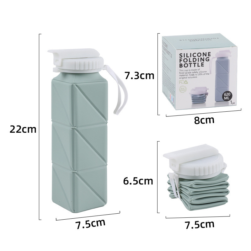 Green folding water cup in a colorful box