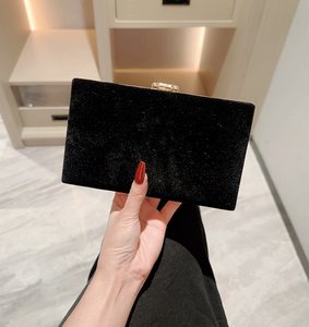 Pochette de soirée en velours <span class=keywords><strong>noir</strong></span>, sacs de fête pour mariage et demoiselles d'honneur, vente en gros, petite pochette de soirée de luxe à chaîne pour femme - Product Image 5