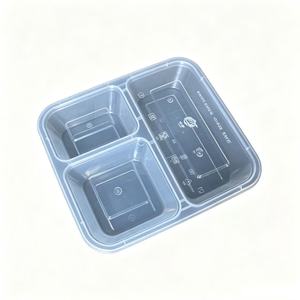 Envase de Plástico Desechable de 3 Compartimentos con Tapa Plana, Resistente a Fugas, para Comida para Llevar, Uso en Restaurantes y Servicios de Catering - Product Image 4