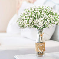 Bouquet de Fleurs Artificielles Gypsophile Blanches en Plastique, Mini Souffle de Bébé Faux pour Décoration Murale, Guirlande ou Table de Mariage