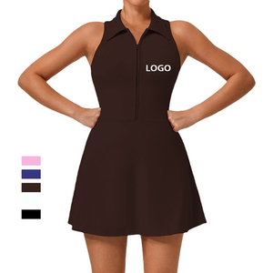 Robe de tennis pour femme avec logo personnalisé, avec poches, vêtements de sport légers, ajustés, taille haute, robe de golf, de <span class=keywords><strong>badminton</strong></span>, vêtements de yoga pour femme - Product Image 1
