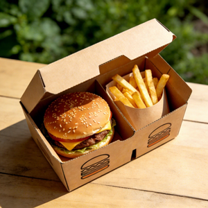 Emballages écologiques pour la livraison de restauration rapide, hamburgers, frites, cartons ondulés gaufrés, personnalisation en gros - Product Image 1