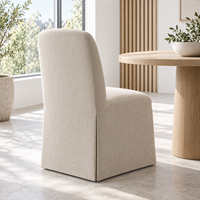Chaise de salle à manger rembourrée sans accoudoirs avec jupe longue, tissu tissé texturé, chaise d'appoint moderne et minimaliste pour salle à manger
