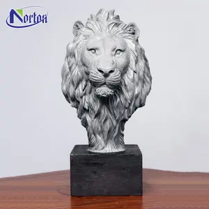 Fábrica de alta qualidade, venda direta, decoração para casa, pedra esculpida à mão, cabeça de animal, estátua de mármore, cabeça de leão, escultura