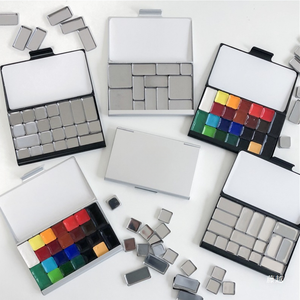 Hộp màu nước bằng nhôm thân thiện với môi trường, di động, trực tiếp từ nhà máy, làm bằng gỗ dán, giấy mỹ thuật, khay sắt màu bạc - Product Image 2