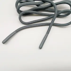 Cordão de poliéster personalizado, 6mm * 120cm, corda redonda de desenhar, corda de cordão com pontas de borracha