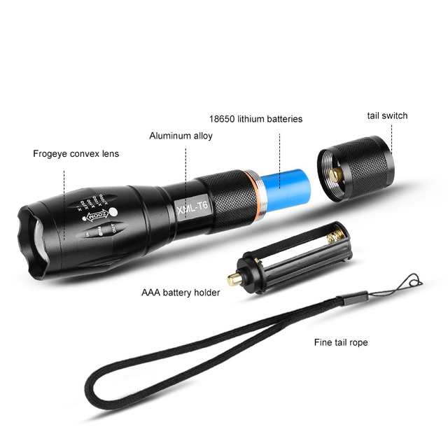 Rechargeable Hunting Lantern Waterproof Micro USB Flashlight Tactical