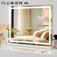Miroir intelligent tactile 10X éclairé, 3 couleurs réglables, pour coiffeuse, mural, fonction mémoire, port de charge USB, écran tactile