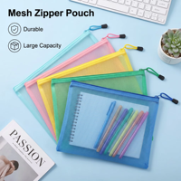 Bolsas de Archivo Translúcidas Multiusos Reutilizables Directas de Fábrica, Bolsa de Malla Impermeable de PVC con Cierre para Almacenamiento de Juguetes