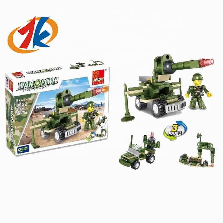 2023 new children's plastic toys 103pcs of antiaircraft gun building blocks kids tank DIY assembling toy