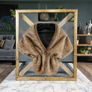 Femmes hiver boléro <span class=keywords><strong>mariage</strong></span> Cape fausse <span class=keywords><strong>fourrure</strong></span> court ample Poncho Style tricoté mariée châle manteau veste pour Stock teint uni - Product Image 3