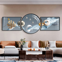 Vente en gros, décoration d'intérieur nordique 3 pièces, image en porcelaine cristal avec cadre en verre diamant, art mural, peintures modernes pour le salon