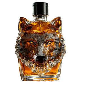 Botellas <span class=keywords><strong>de</strong></span> Vidrio para Whisky, <span class=keywords><strong>Vodka</strong></span> y Vino, con Diseño Creativo <span class=keywords><strong>de</strong></span> Cabeza <span class=keywords><strong>de</strong></span> Lobo, 150 ml, 350 ml, Cristal Pequeño, Venta al por Mayor, OEM, ODM - Product Image 3