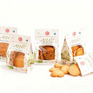 Sac en papier kraft brun personnalisé avec fenêtre pour emballage alimentaire de petits pains, beignets, toasts et sandwichs de boulangerie - Product Image 1