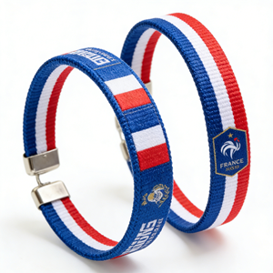 สายรัดข้อมือโลหะผสมไนลอนแบบยืดหยุ่นลายธงชาติสำหรับแฟนฟุตบอล ขายส่งเป็นของขวัญ - Product Image 5