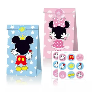 12 pezzi Mickey Minnie cartoon cute fresh holiday gift candy kraft paper flat bag