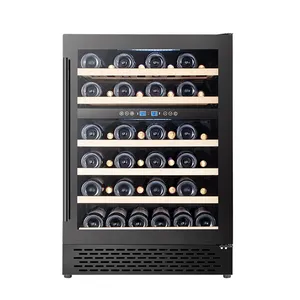 Refroidisseur de vin double Zone à compresseur personnalisé 138L 46 bouteilles, refroidisseurs de vin et de boissons intégrés