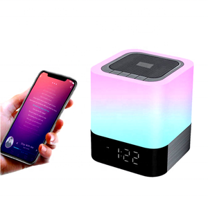 Xách tay không dây Led 7 màu đèn ban đêm Đồng hồ báo thức Loa <span class=keywords><strong>Bluetooth</strong></span> <span class=keywords><strong>BT</strong></span> Loa - Product Image 1