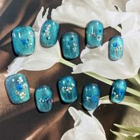 Ongles press-on élégants effet œil de chat, ongles en gel Osmanthus de haute qualité, réutilisables, 10 pièces/ensemble, art des ongles de luxe fait main