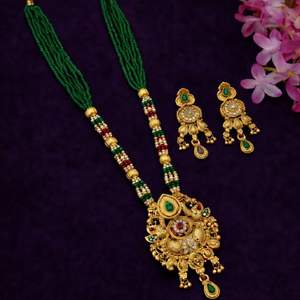 Ensemble de collier long traditionnel en argent oxydé : Bijoux ethniques en métal noir tendance pour femmes et filles - Product Image 4