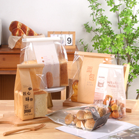 White Brown Bread Baking Kraft Paper Bag Custom Printed Bakery Packaging with Window Resealable Tin Tie for Bagel Sandwich Roll