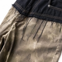 Shorts en jean pour homme surdimensionnés et respirants, à jambes larges, bicolores, camouflage, avec surpiqûres contrastées, pour l'été, couleur foncée, fabricant OEM