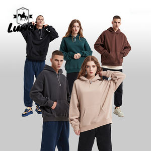 Sudadera con capucha cómoda de algodón grueso con costuras en blanco básicas para hombre pesado de gran tamaño personalizado de Color sólido de calle de alta calidad - Product Image 1