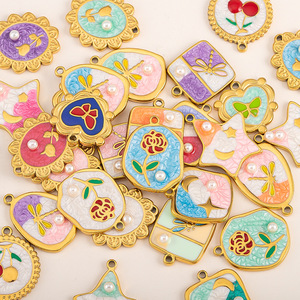 Caiooche quyến rũ nóng vườn loạt DIY thép không gỉ Mặt dây chuyền PVD mạ vàng sơn dầu tráng men Mặt dây chuyền đối với trang sức làm - Product Image 1