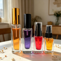 Flacon carré vide en verre transparent de 30 ml avec compte-gouttes et pulvérisateur pour huiles essentielles, lotions, parfums, diffuseur à bâtonnets, lot de 100 pièces