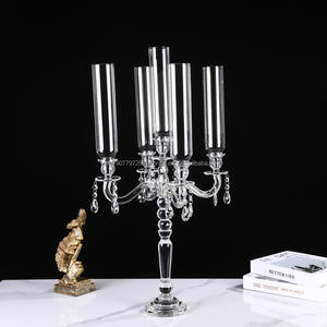 Portavelas de Cristal Transparente Hecho a Mano LANJO, con 5 Brazos, Pantallas de Cristal, Colgantes de Cristal, para Bodas de Lujo, Eventos Navideños - Product Image 5