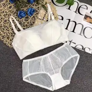 Conjunto de sujetador y bragas transpirables para mujer, ropa interior cómoda con Tirantes ajustables para dormir, para chicas indias