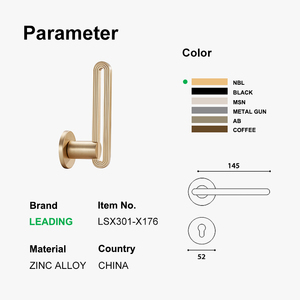 Tay nắm cửa hiện đại mạ vàng cho nội thất khách sạn, tay nắm cửa đen bằng kẽm, khóa cửa sang trọng - Product Image 2