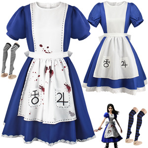Disfraz de Alice Maid para mujer, vestido azul y blanco con bolsillos de encaje para juego de rol de Anime, primavera 2023 - Product Image 1