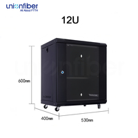 Kabinet Jaringan Unionfiber 19 Inch Kecil untuk Lantai, 4U, Plat Baja Canai Dingin, 6U 9U 12U, Kabinet Jaringan Data Dalam Ruangan
