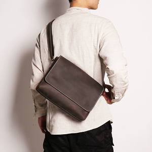 กระเป๋าหนังแท้สไตล์เรโทรใหม่สำหรับผู้ชาย กระเป๋าหนังคราซี่ฮอร์สสะพายข้างสำหรับผู้หญิง กระเป๋าสะพายข้างความจุมาก - Product Image 4