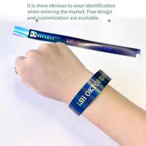 Bracelets en papier personnalisés, colorés, écologiques, imperméables, avec fermeture adhésive, paillettes dorées, impression laser, VIP, usage unique, pour extérieur - Product Image 3