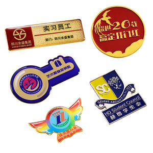 Wenjiao <b>Metal</b> Enamel Badges Custom Logo <b>Pin</b> Butterfly Clasp Office Advertising Gifts Random Color PP Bag Packaging - Product Image 1
