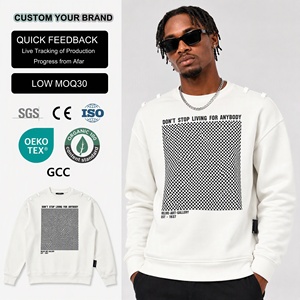 Sweat-shirt à col rond blanc personnalisé pour homme, streetwear, pull en tricot écologique avec impression sur le devant - Product Image 1