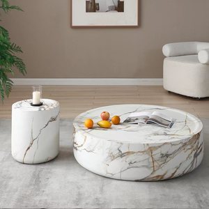 Mesa de Centro Redonda de Diseño Moderno Minimalista Italiano <span class=keywords><strong>para</strong></span> Apartamentos Pequeños, Mueble de Sala de Estar Fácil de Limpiar - Product Image 5
